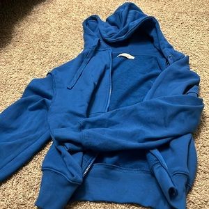 OAK AND FORT COBALT BLUE ZIP UP HOODIE